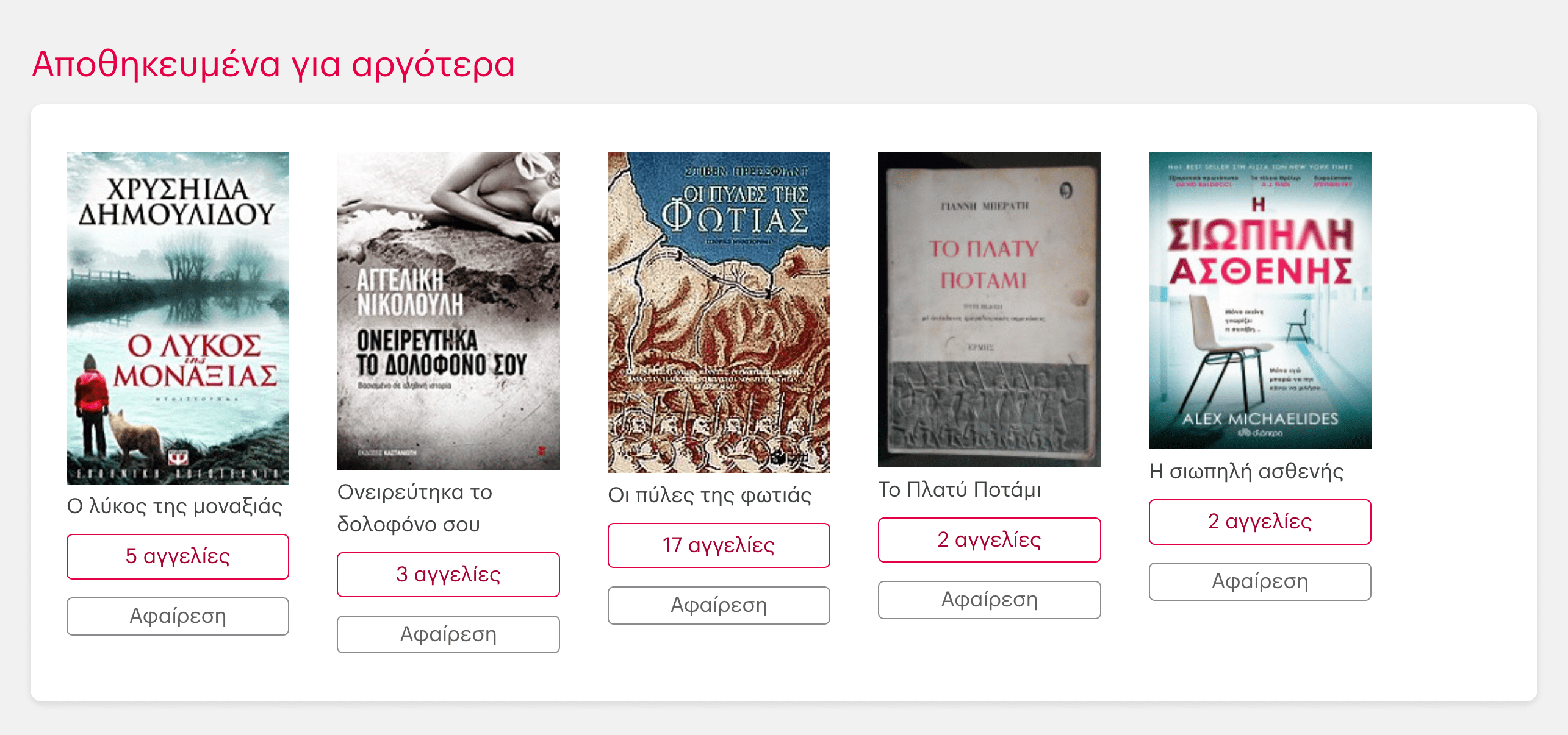 Τα αποθηκευμένα βιβλία για αργότερα βρίσκονται στο κάτω μέρος το καλαθιού σου.